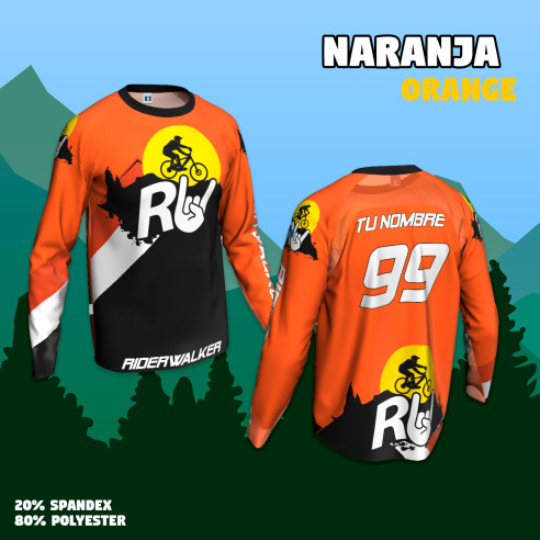 Aangepaste lange mouwen MTB-shirt "RIDERWALKER" - Personaliseer het!